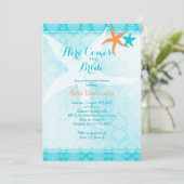 Orange Turquoise Summer Starfish Bridal Shower Invitation (Standing Front)