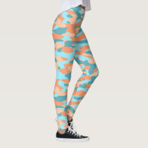 Orange Turquoise Teal Blue Camouflage Pattern Leggings Orange Turquoise Teal Blue Camouflage Pattern Leggings