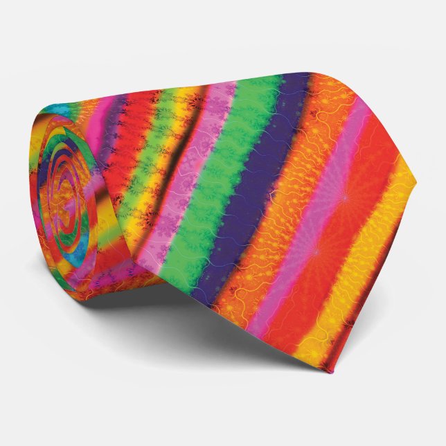 Orange Turquoise Yellow Tie Dye Stripes Pattern (Rolled)