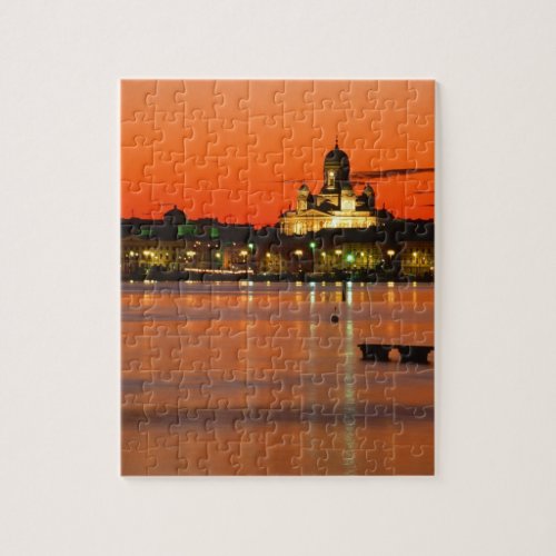 Orange Twilight Helsinki Finland Jigsaw Puzzle