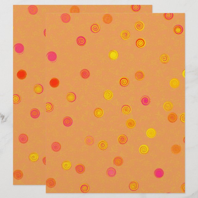 Orange Twisty Polka Dot Spiral 2-Sided Scrap Paper (Front/Back)