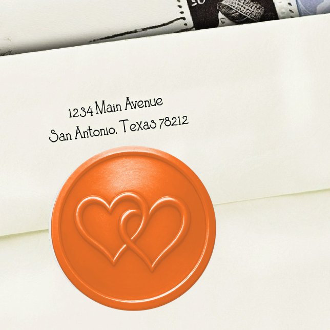 Orange Two Hearts Intertwined Wedding Classic Round Sticker (Creator Uploaded)