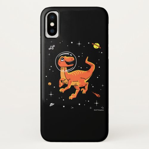 Orange Tyrannosaurus Dinos In Space iPhone X Case