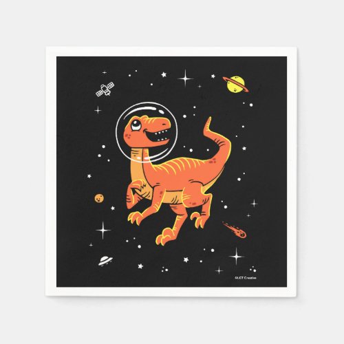 Orange Tyrannosaurus Dinos In Space Napkins