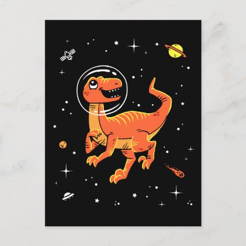 Orange Tyrannosaurus Dinos In Space Postcard