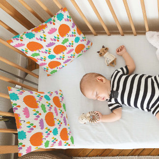 Orange Umbrellas with Clouds and Raindrops Throw Pillow