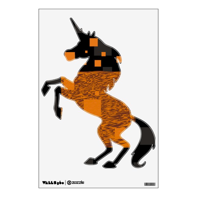 Orange unicorn majestic horse fantasy creature art wall decal (Front)