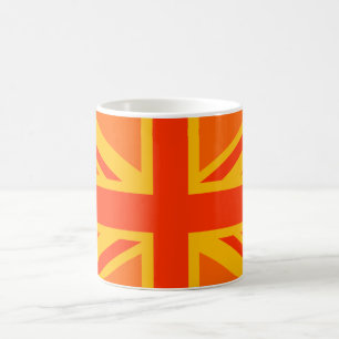 Orange Union Jack British Flag Decor Coffee Mug