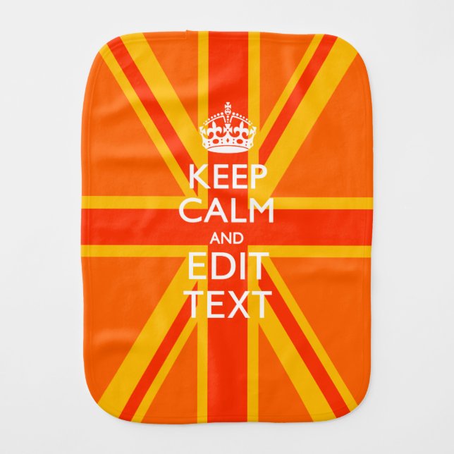 Orange Union Jack British Flag Swag Baby Burp Cloth (Front)