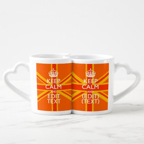 Orange Union Jack British Flag Swag Coffee Mug Set