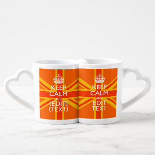 Orange Union Jack British Flag Swag Coffee Mug Set
