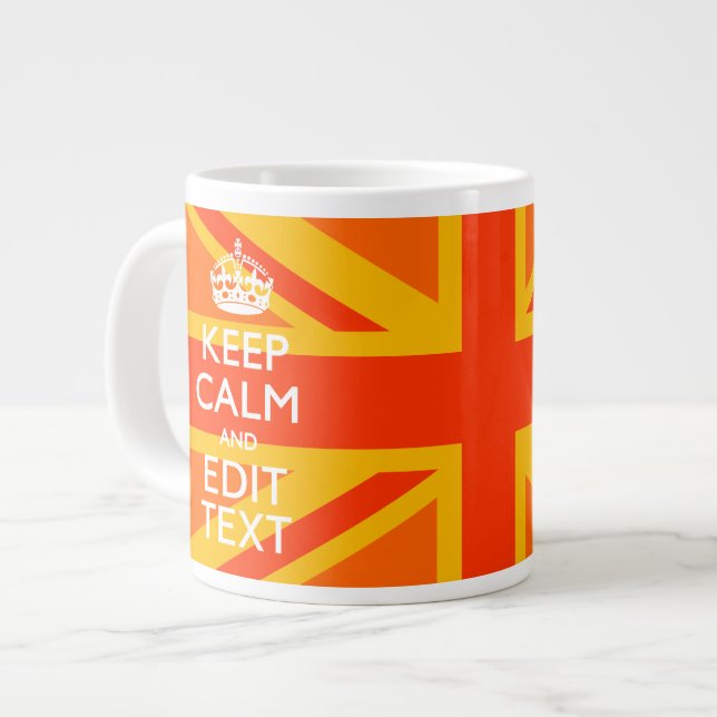 Orange Union Jack British Flag Swag Giant Coffee Mug (Front Left)