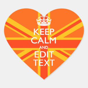 Orange Union Jack British Flag Swag Heart Sticker