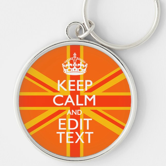 Orange Union Jack British Flag Swag Keychain (Front)