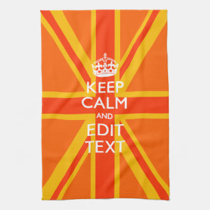 Orange Union Jack British Flag Swag Kitchen Towel