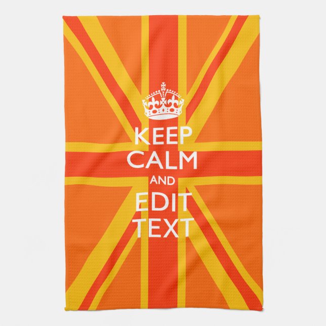 Orange Union Jack British Flag Swag Kitchen Towel (Vertical)