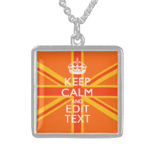 Orange Union Jack British Flag Swag Sterling Silver Necklace