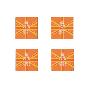 Orange Union Jack British Flag Swag Stone Magnet