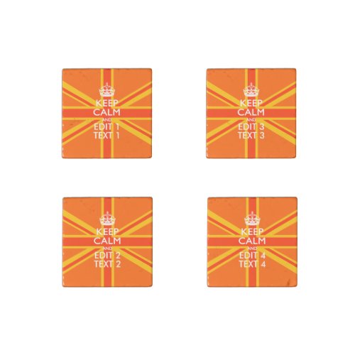 Orange Union Jack British Flag Swag Stone Magnet