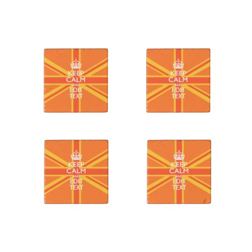 Orange Union Jack British Flag Swag Stone Magnet