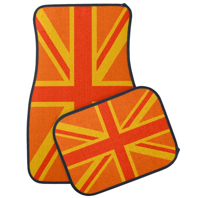 Orange Union Jack Car Mat (Set)