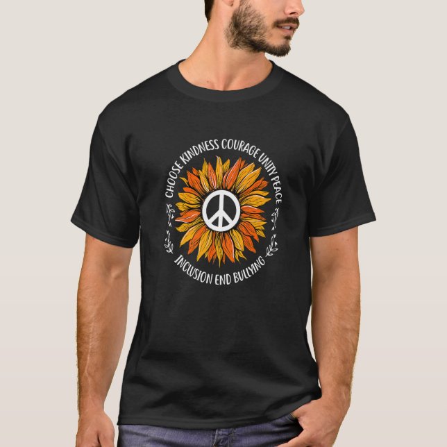 Orange Unity Day Anti Bullying Be Kind Sunflower P T-Shirt (Front)