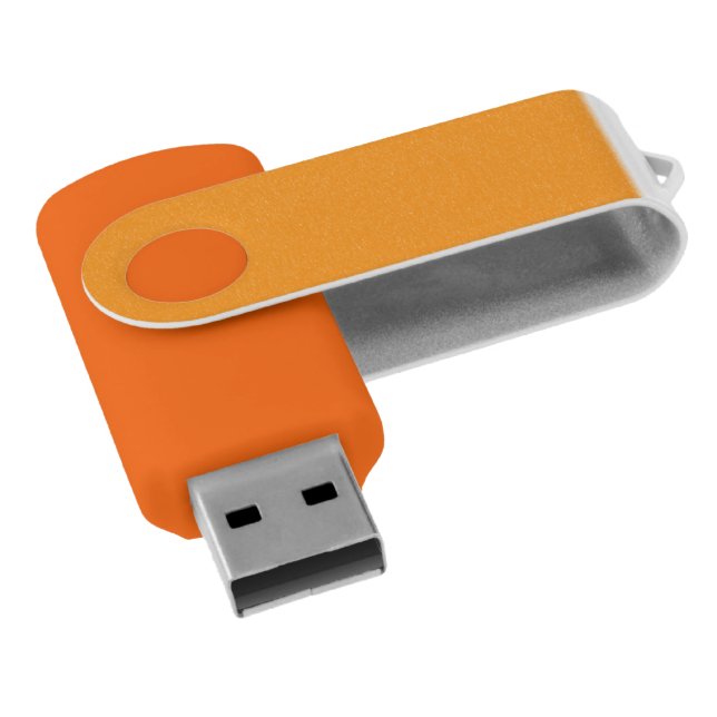 Orange USB Drive with Sleek and Durable Orange Cli (Angled)