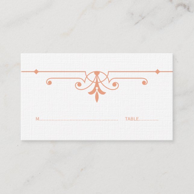 Orange v2 Fancy Ornamental Place Card (Front)
