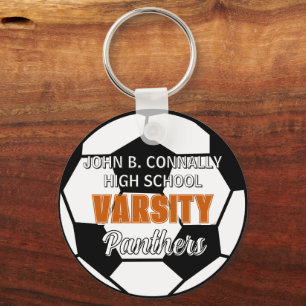Orange Varsity Soccer Custom High School Keychain