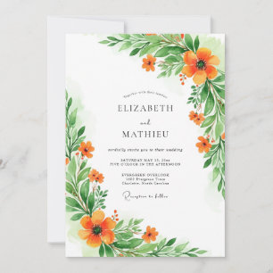 Orange Verdant Botanical Wedding Invitation