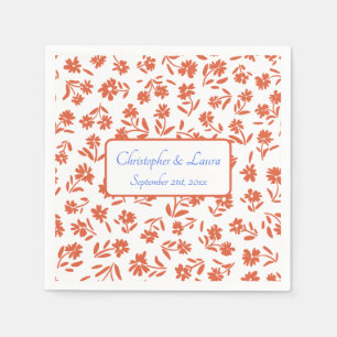 Orange Verona Sunset Floral Wedding Napkins