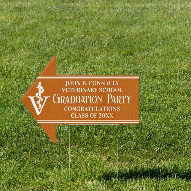 Orange Veterinary School Graduation Arrow Yard Sign (Insitu)
