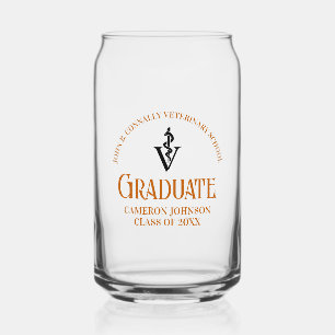 Orange Veterinary School Graduation Custom Can Glass