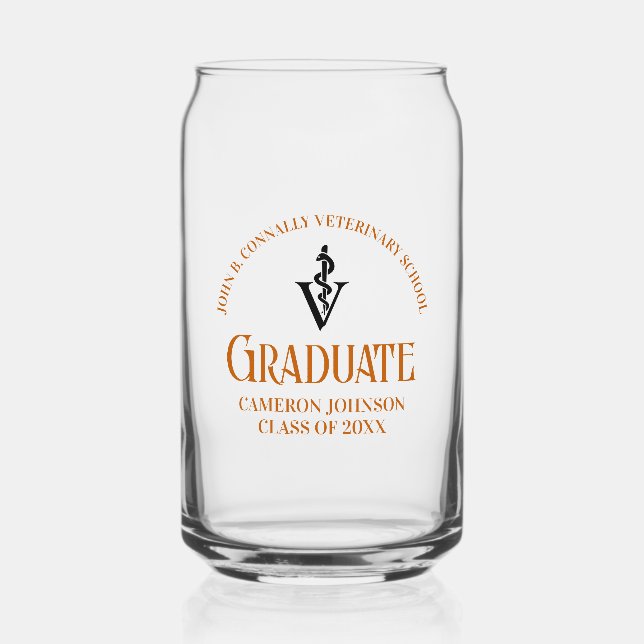 Orange Veterinary School Graduation Custom Can Glass (Front)