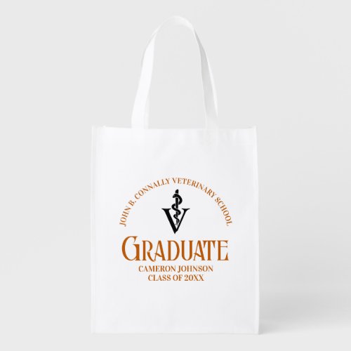 Orange Veterinary School Graduation Custom Grocery Bag