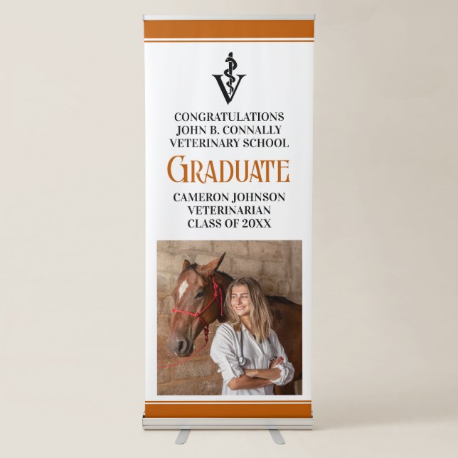 Orange Veterinary School Graduation Party Custom Retractable Banner (Front)