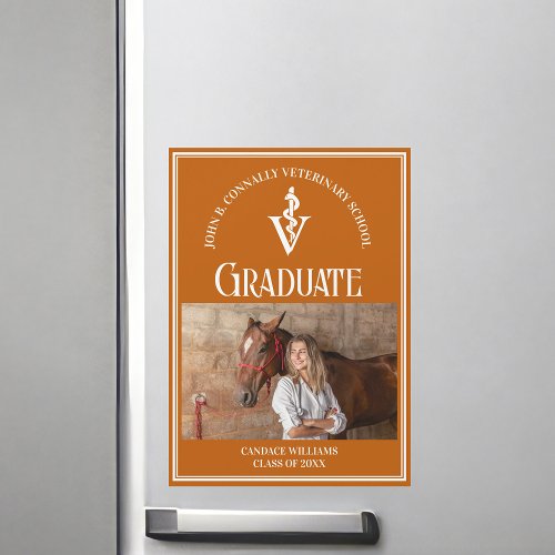 Orange Veterinary School Photo Graduation Magnet