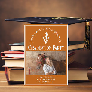Orange Veterinary School Photo Graduation Party Invitation