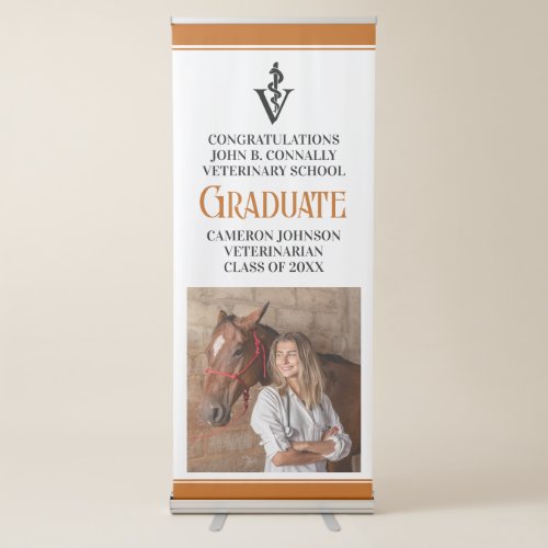 Orange Veterinary School Photo Graduation Party Retractable Banner