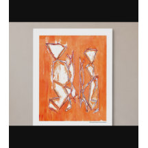 Orange Vibrant Pop Couple Art Abstract Painting