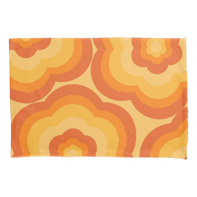 Orange Vibrant Y2K Wildflower Bold Retro Spring  Pillow Case (Front)