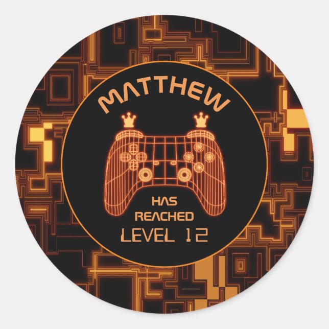 Orange Video Game Controller Classic Round Sticker (Front)