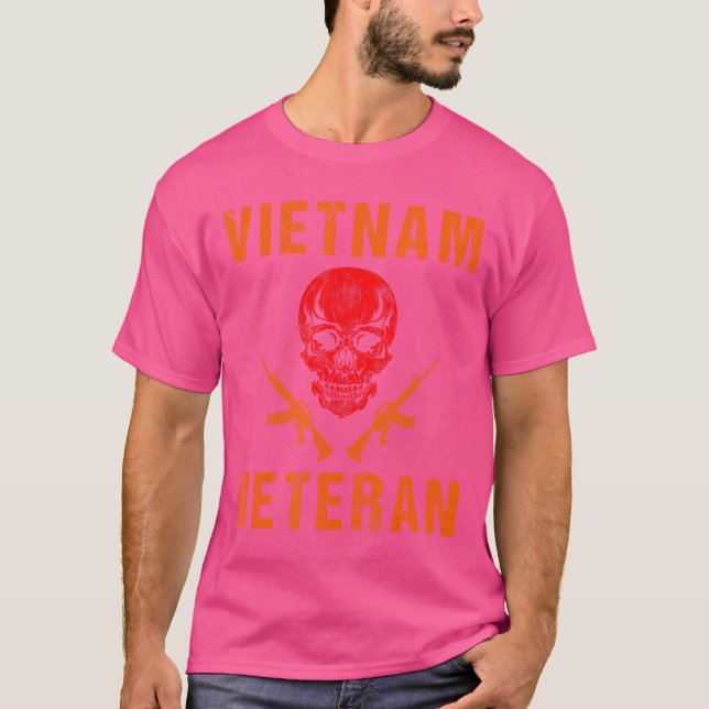 Orange Vietnam Veteran - Skull And Guns T-Shirt (Front)