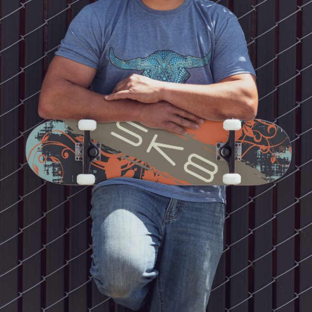 Orange vine with text SK8 Skateboard (Outdoor 3)