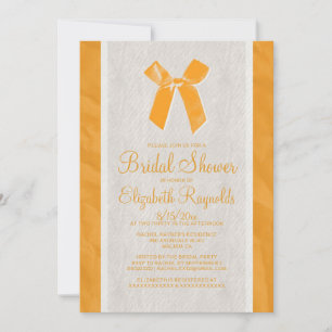Orange Vintage Bow Linen Bridal Shower Invitations