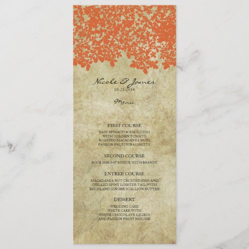 Orange Vintage Country Wedding Menu