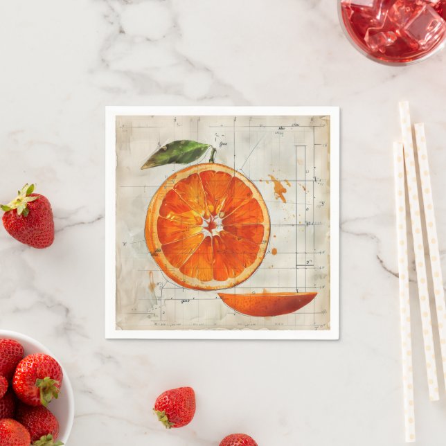 Orange Vintage Diagram Napkins (Insitu)