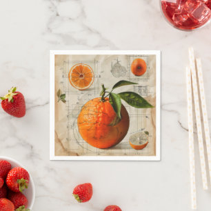 Orange Vintage Diagram Napkins