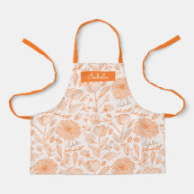 Orange Vintage Floral Custom Name Apron