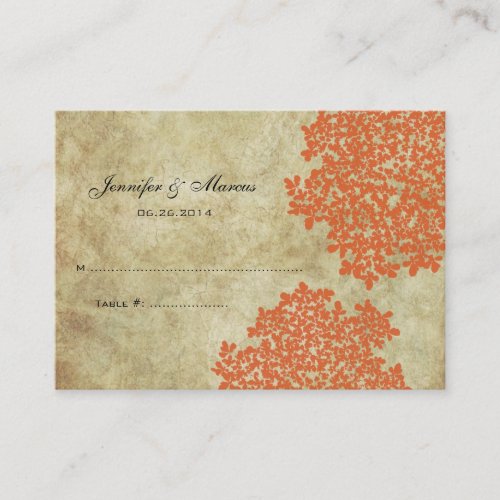 Orange Vintage Floral Seating Card Business Card